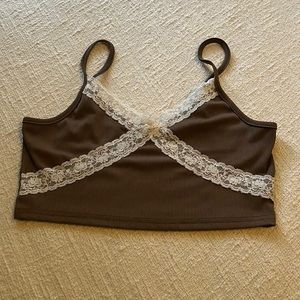 Brown lace tank